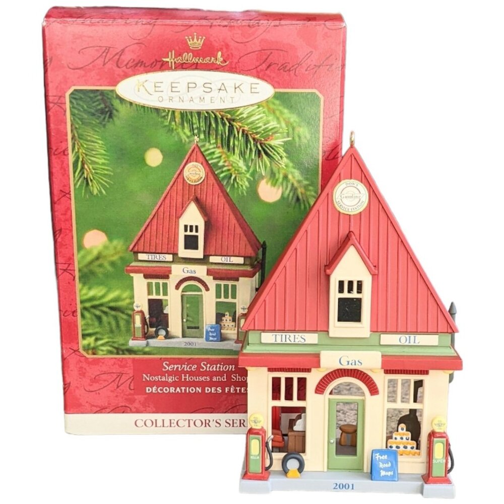 Hallmark Keepsake Ornament Service Station Nostalgic Houses and Shops 2001